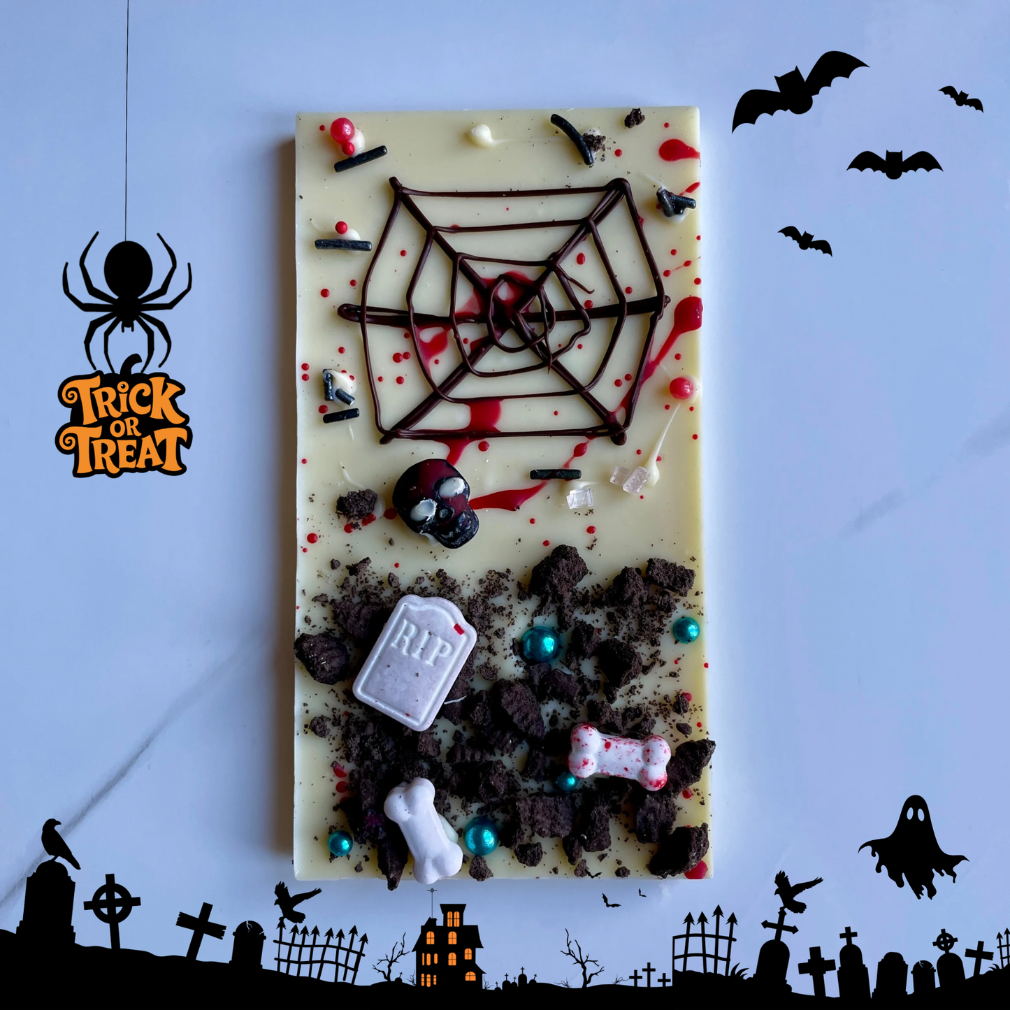 SPOOKY GRAVEYARD WHITE CHOCOLATE BAR