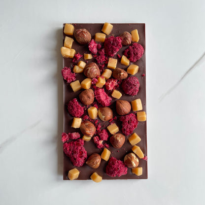 HAZEL BERRY FUDGE DARK CHOCOLATE BAR